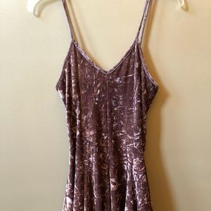 Crushed Velvet Mauve Pink Spaghetti Strap Dress
